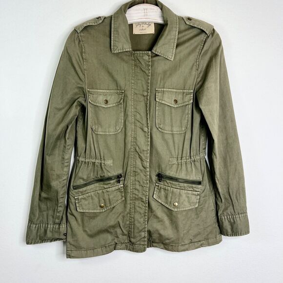 Lily Aldridge for Velvet Womens Green Denim Utility Jacket Size P Petite Small - Picture 5 of 10